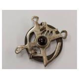 Sterling Silver Pendant With Intricate Design And Stone