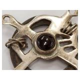 Sterling Silver Pendant With Intricate Design And Stone