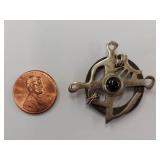 Sterling Silver Pendant With Intricate Design And Stone