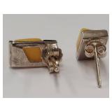 Sterling Silver Yellow Stone Earrings