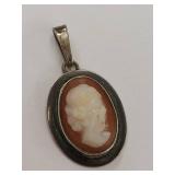 Vintage Sterling Silver Cameo Pendant