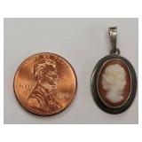 Vintage Sterling Silver Cameo Pendant