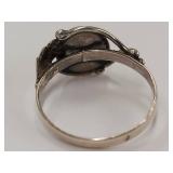 Elegant Sterling Silver Ring with Amber Stone