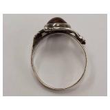 Elegant Sterling Silver Ring with Amber Stone