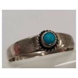 Sterling Silver Adjustable Ring with Turquoise Stone