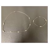 Sterling Silver Beaded Necklace & Bracelet Set