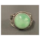 Vintage Sterling Silver Ring with Green Stone