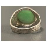 Vintage Sterling Silver Ring with Green Stone