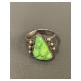 Sterling Silver Ring with Green Gemstone