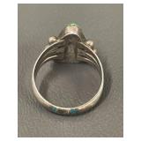 Sterling Silver Ring with Green Gemstone