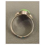 Sterling Silver Ring with Green Gemstone