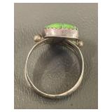 Sterling Silver Ring with Green Gemstone