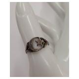 Vintage Sterling Silver Crescent Moon Star Ring