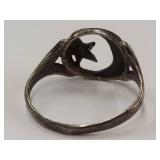 Vintage Sterling Silver Crescent Moon Star Ring