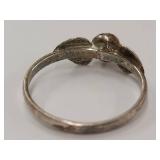 Vintage Sterling Silver Amber Leaf Motif Ring