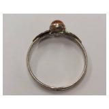 Vintage Sterling Silver Amber Leaf Motif Ring