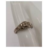 Vintage Diamond Multi Tier Sterling Silver Intricate Ring
