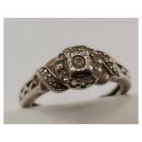 Vintage Diamond Multi Tier Sterling Silver Intricate Ring