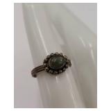 Vintage Brass Ring with Green Stone