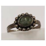 Vintage Brass Ring with Green Stone