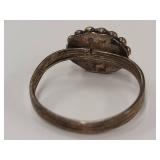 Vintage Brass Ring with Green Stone