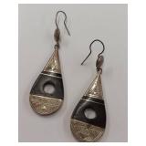 Vintage Teardrop Tuareg Ebony and Sterling Silver Earrings