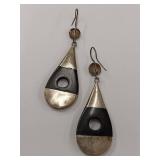 Vintage Teardrop Tuareg Ebony and Sterling Silver Earrings