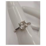 Elegant Sterling Silver Clear Gemstone Solitaire Ring