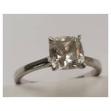 Elegant Sterling Silver Clear Gemstone Solitaire Ring