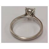 Elegant Sterling Silver Clear Gemstone Solitaire Ring