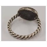 Elegant Sterling Silver Ring with Black Cabochon Stone