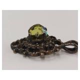 Vintage Sterling Silver Pendant with Green Gemstone
