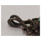 Vintage Sterling Silver Pendant with Green Gemstone
