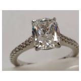 Elegant Sterling Silver Cushion Cut Ring