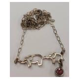 Sterling Silver Elephant Necklace with Gemstone