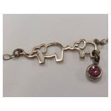 Sterling Silver Elephant Necklace with Gemstone