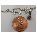 Sterling Silver Elephant Necklace with Gemstone