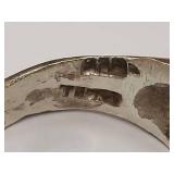 Heavy Vintage Sterling Silver Ring with Clear Stone Accent