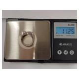 Heavy Vintage Sterling Silver Ring with Clear Stone Accent