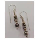 Elegant Sterling Silver Earrings with Dark Pearls