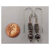 Elegant Sterling Silver Earrings with Dark Pearls