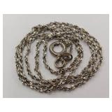 Sterling Silver Rope Chain Necklace 18 Inches