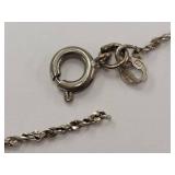 Sterling Silver Rope Chain Necklace 18 Inches