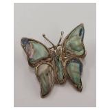 Sterling Silver Butterfly Brooch With Abalone Inlay