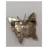 Sterling Silver Butterfly Brooch With Abalone Inlay