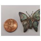 Sterling Silver Butterfly Brooch With Abalone Inlay