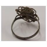 Vintage Sterling Silver Turquoise Floral Ring