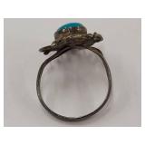 Vintage Sterling Silver Turquoise Floral Ring