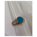 Sterling Silver Mexican Ring with Blue Stone