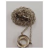 Sterling Silver 925 Interlocking Ring Necklace
